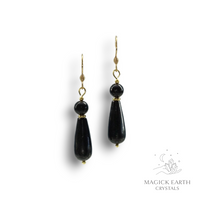 Natural Shungite goddess crystal earrings view a