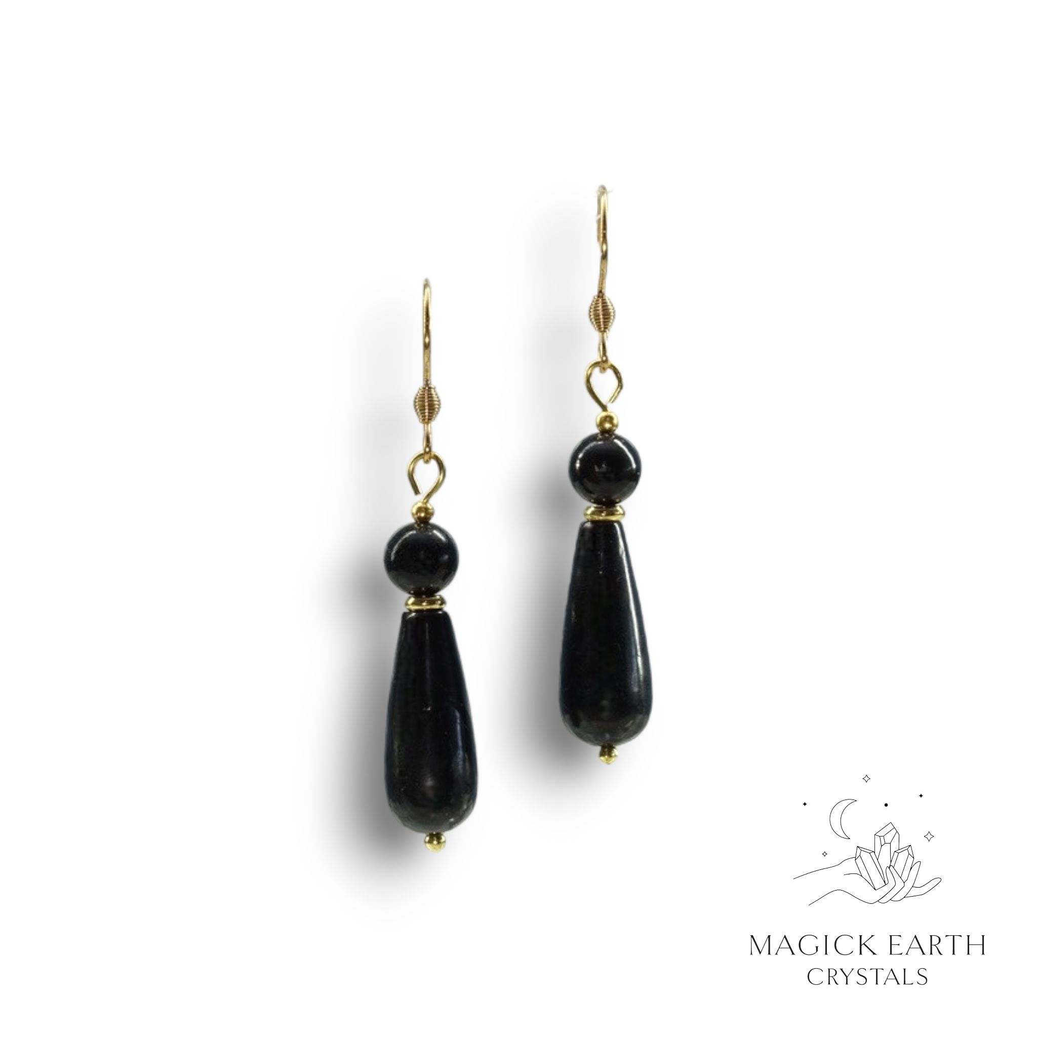 Natural Shungite goddess crystal earrings view a