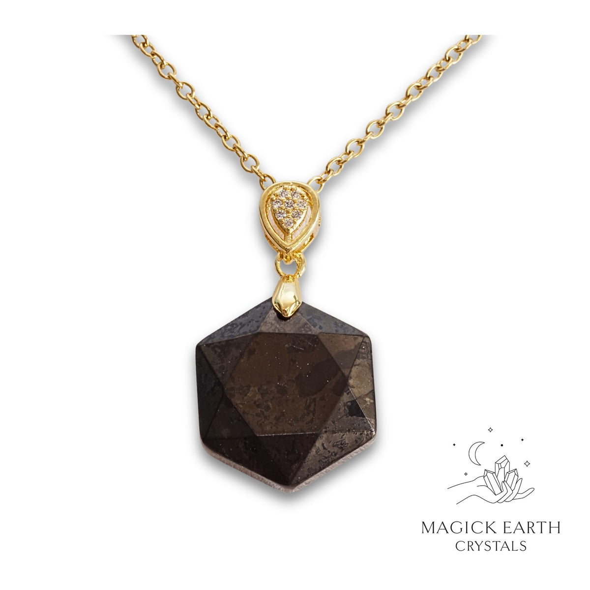 Shungite Hexagon Pendants with Gold Finish for Energetic Armour – Magick Earth Crystals Australia