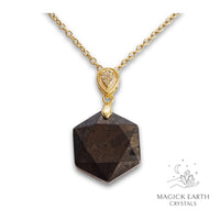 Shungite Hexagon Pendants with Gold Finish for Energetic Armour – Magick Earth Crystals Australia