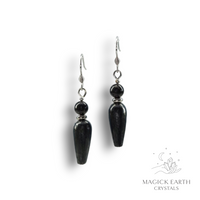 Natural Shungite lush goddess crystal earrings view b