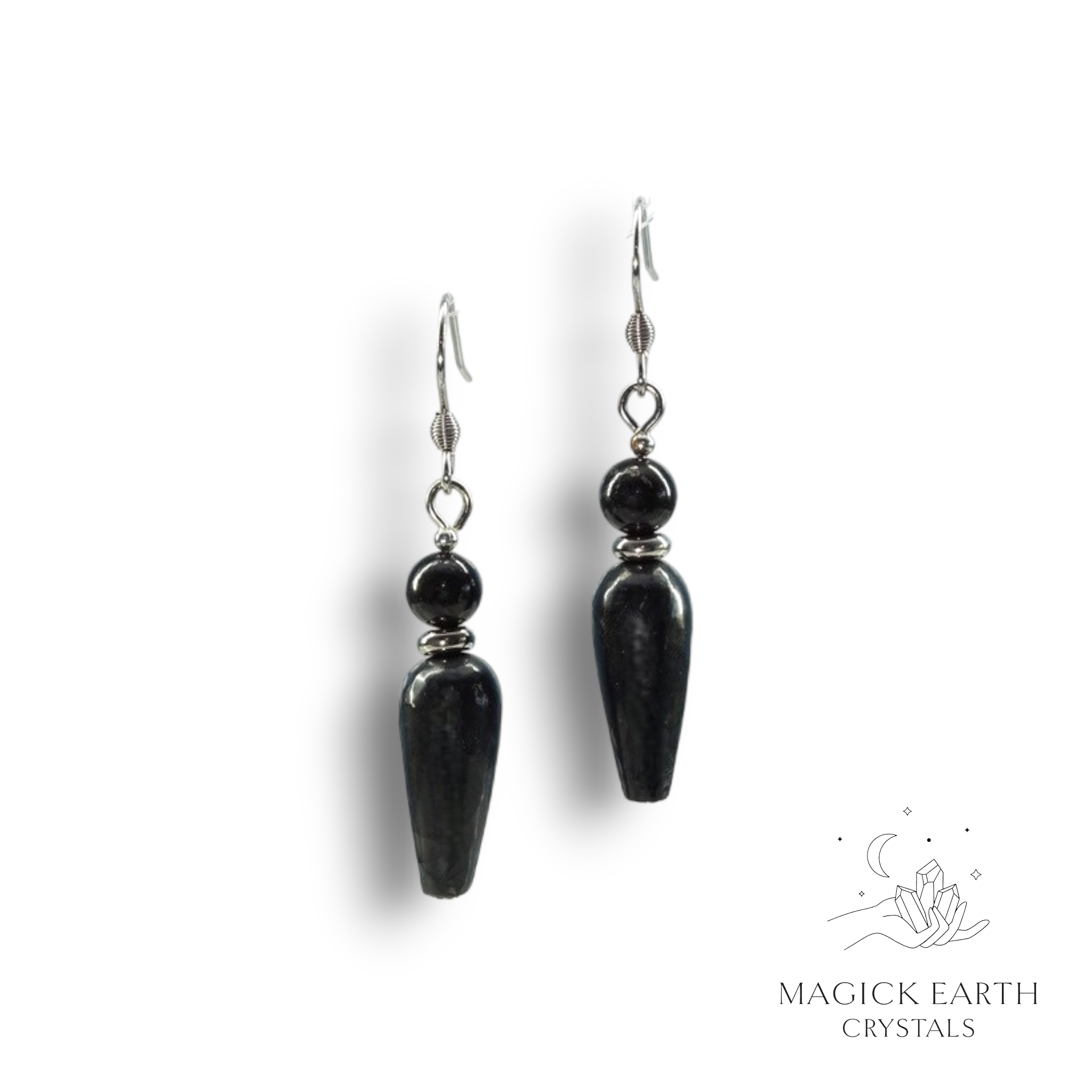 Natural Shungite lush goddess crystal earrings view b