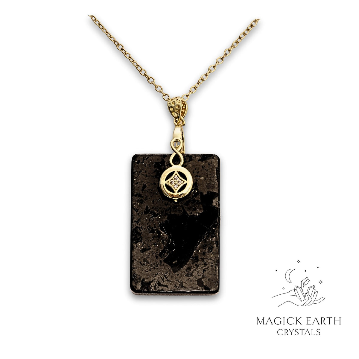 Shungite Pillar Pendants with Gold Finish for Energetic Armour – Magick Earth Crystals Australia