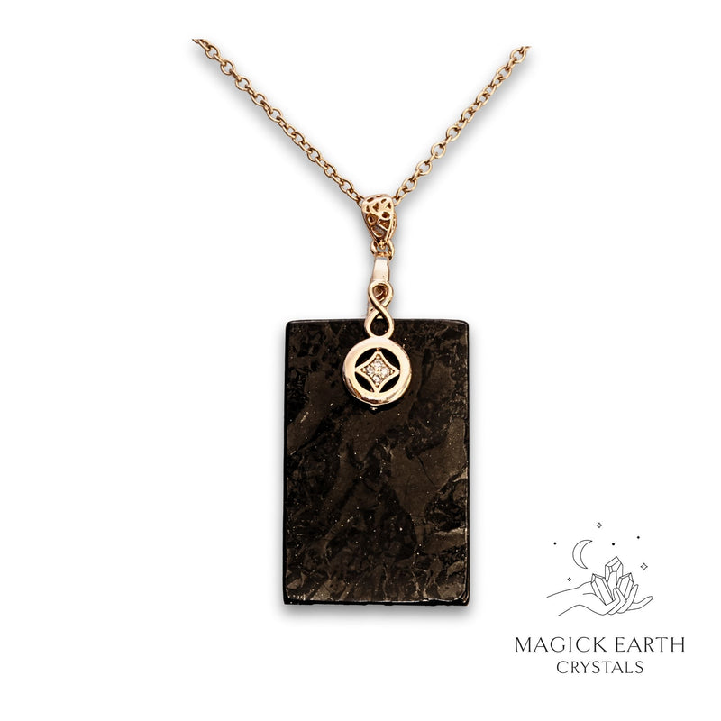 Shungite Pillar Pendants with Rose Gold Finish for Energetic Armour – Magick Earth Crystals Australia