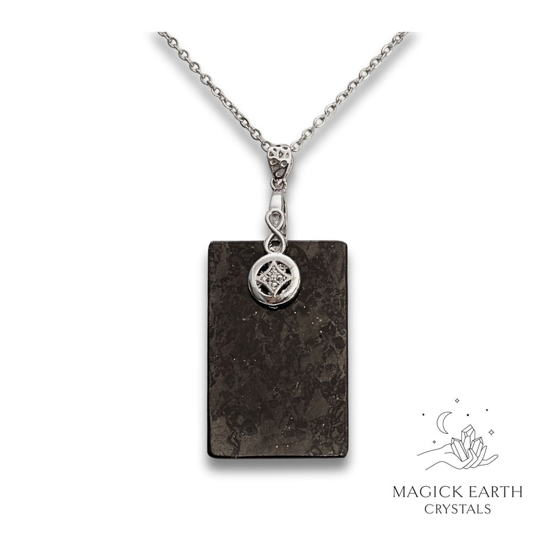 Shungite Pillar Pendants with Platinum Finish for Energetic Armour – Magick Earth Crystals Australia
