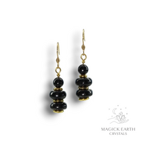Natural Shungite zen garden crystal earrings view a