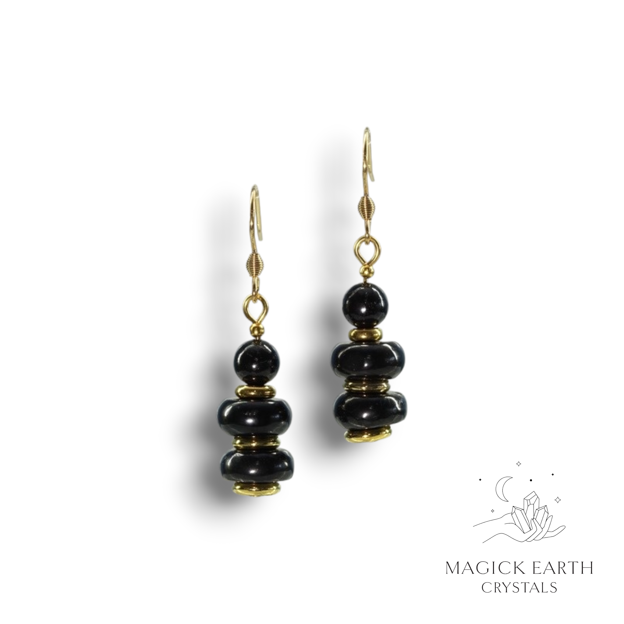 Natural Shungite zen garden crystal earrings view a