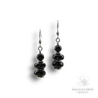 Natural Shungite zen garden crystal earrings view b