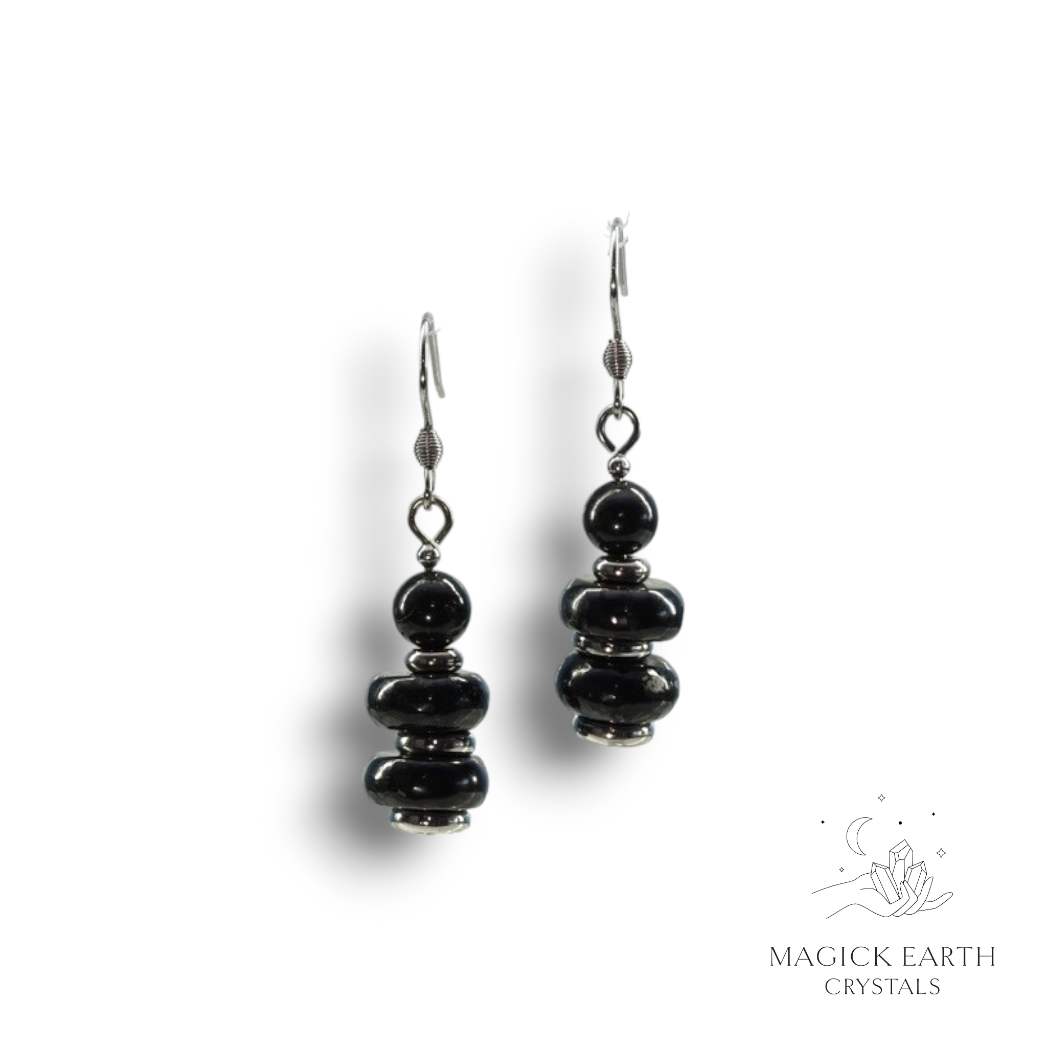 Natural Shungite zen garden crystal earrings view b