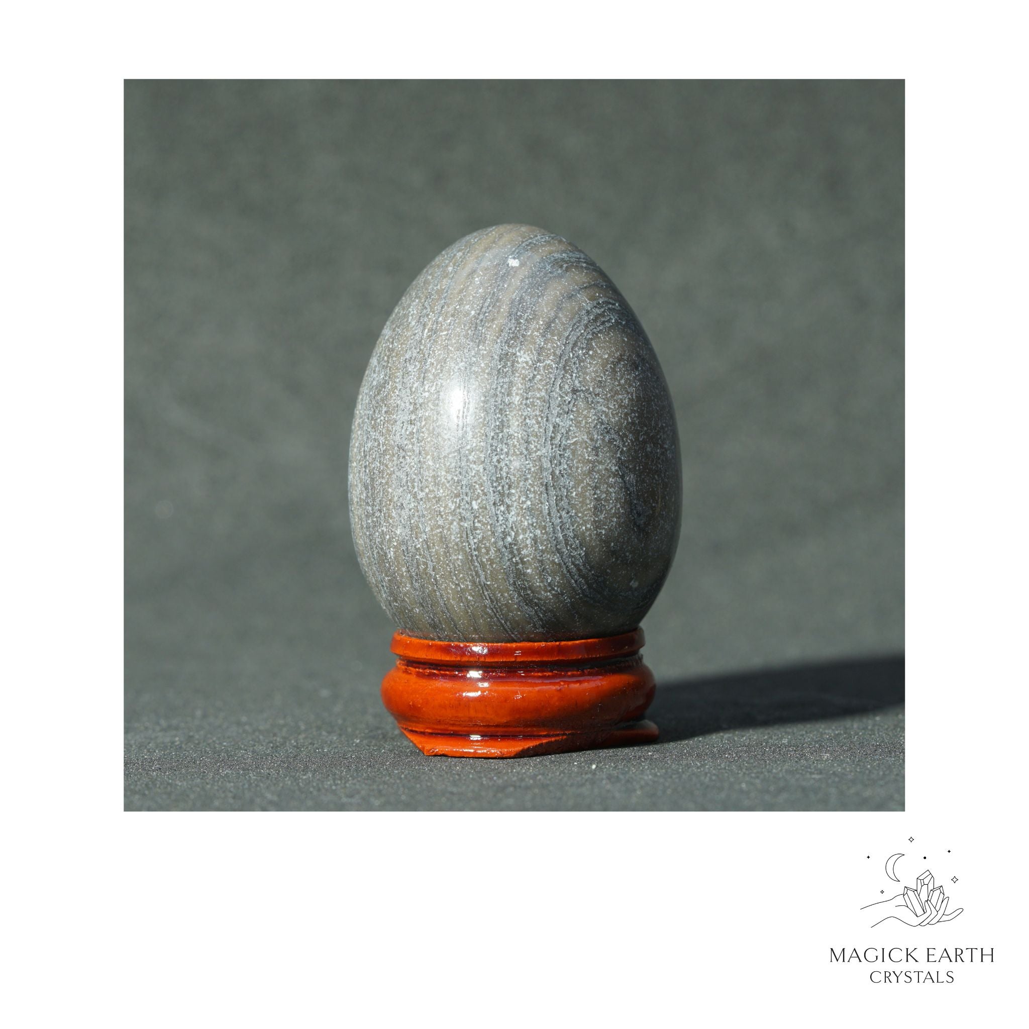Natural Silver Leaf Jasper Crystal Egg View B