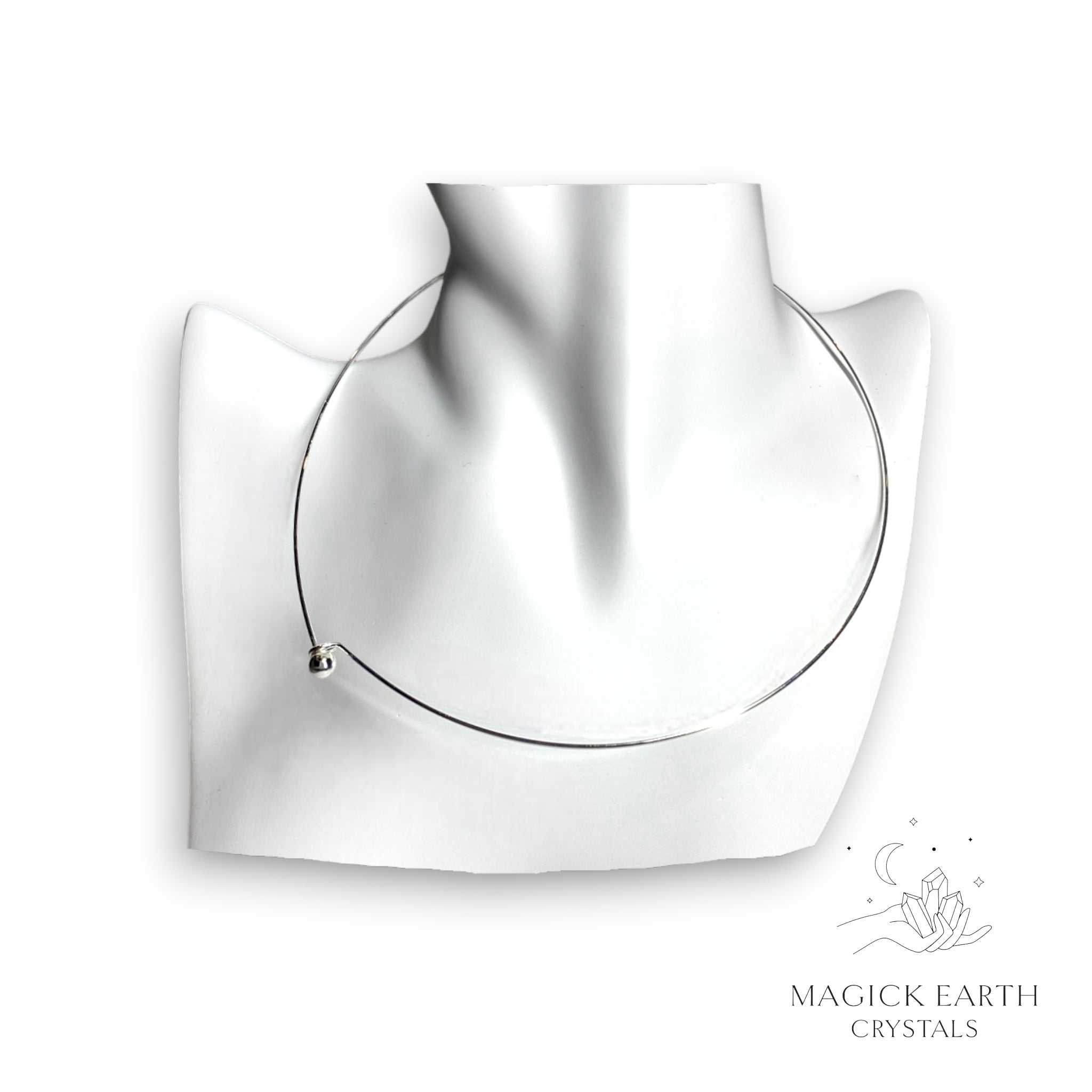 Silver rigid choker necklace view b