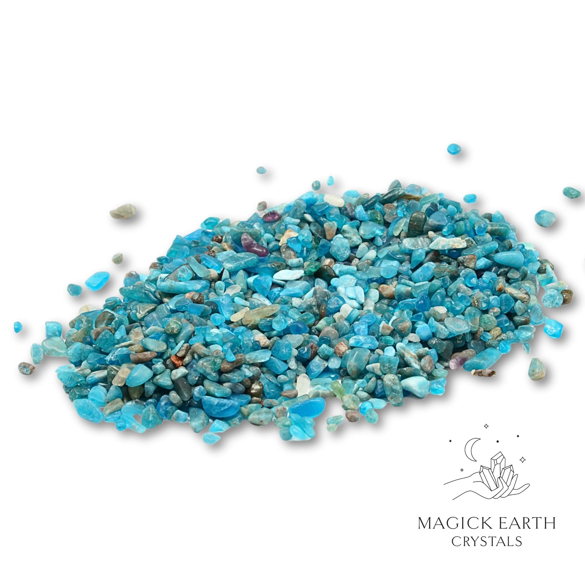 Natural Small Dark Apatite Crystal Chips,
100g loose pile  