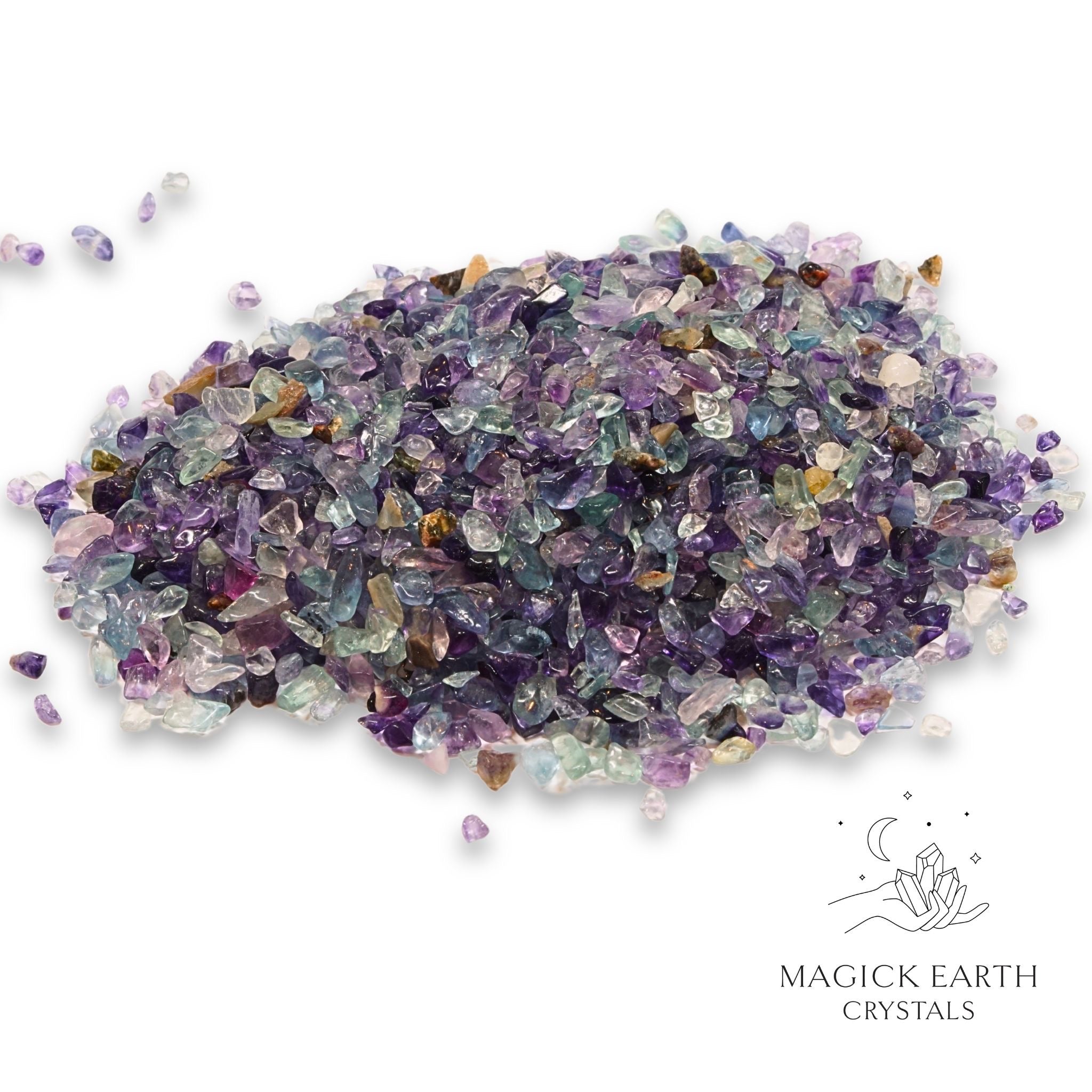 natural small dark Fluorite Crystal Chips, 100g loose pile.  