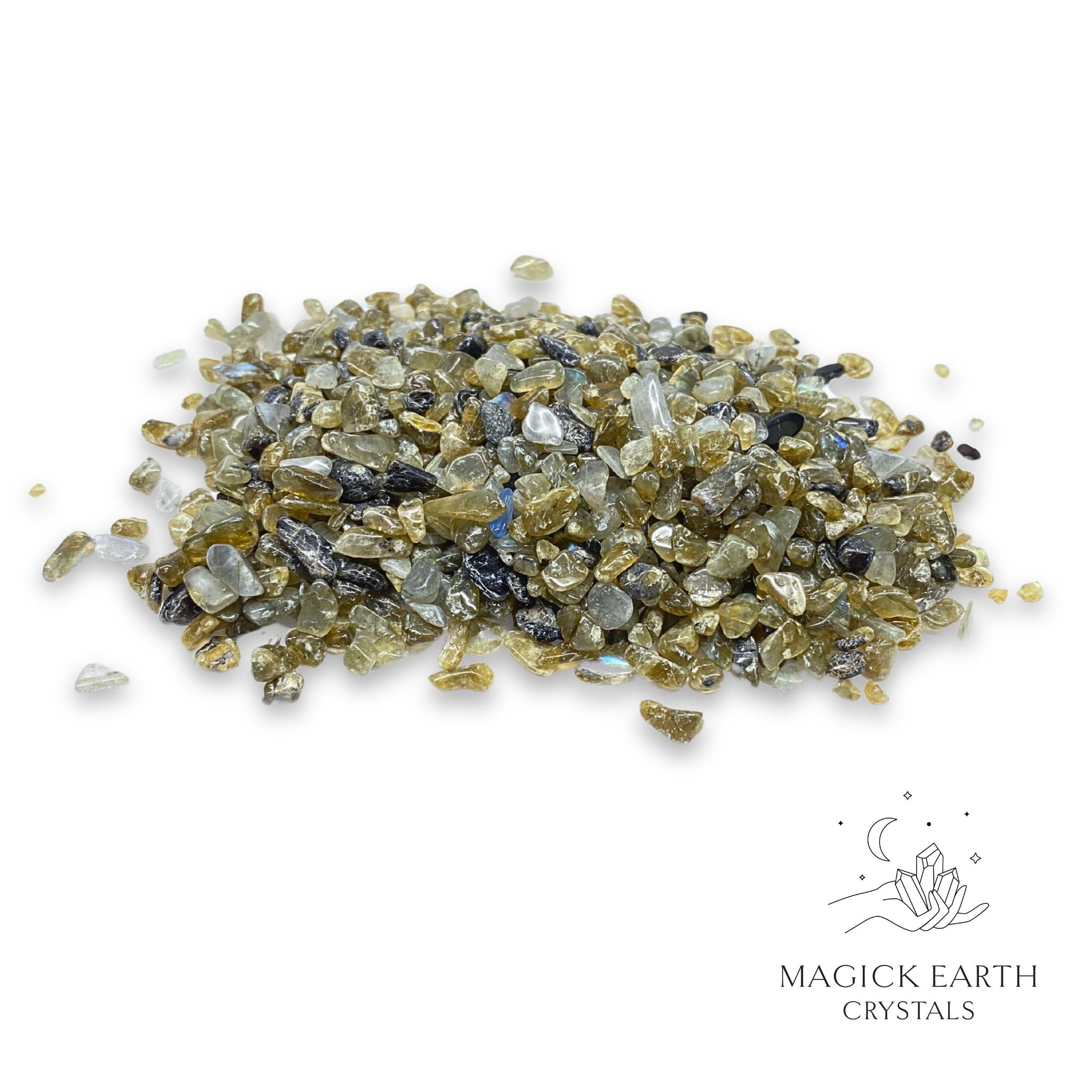 Natural small dark Labradorite Crystal Chips,  100g loose pile