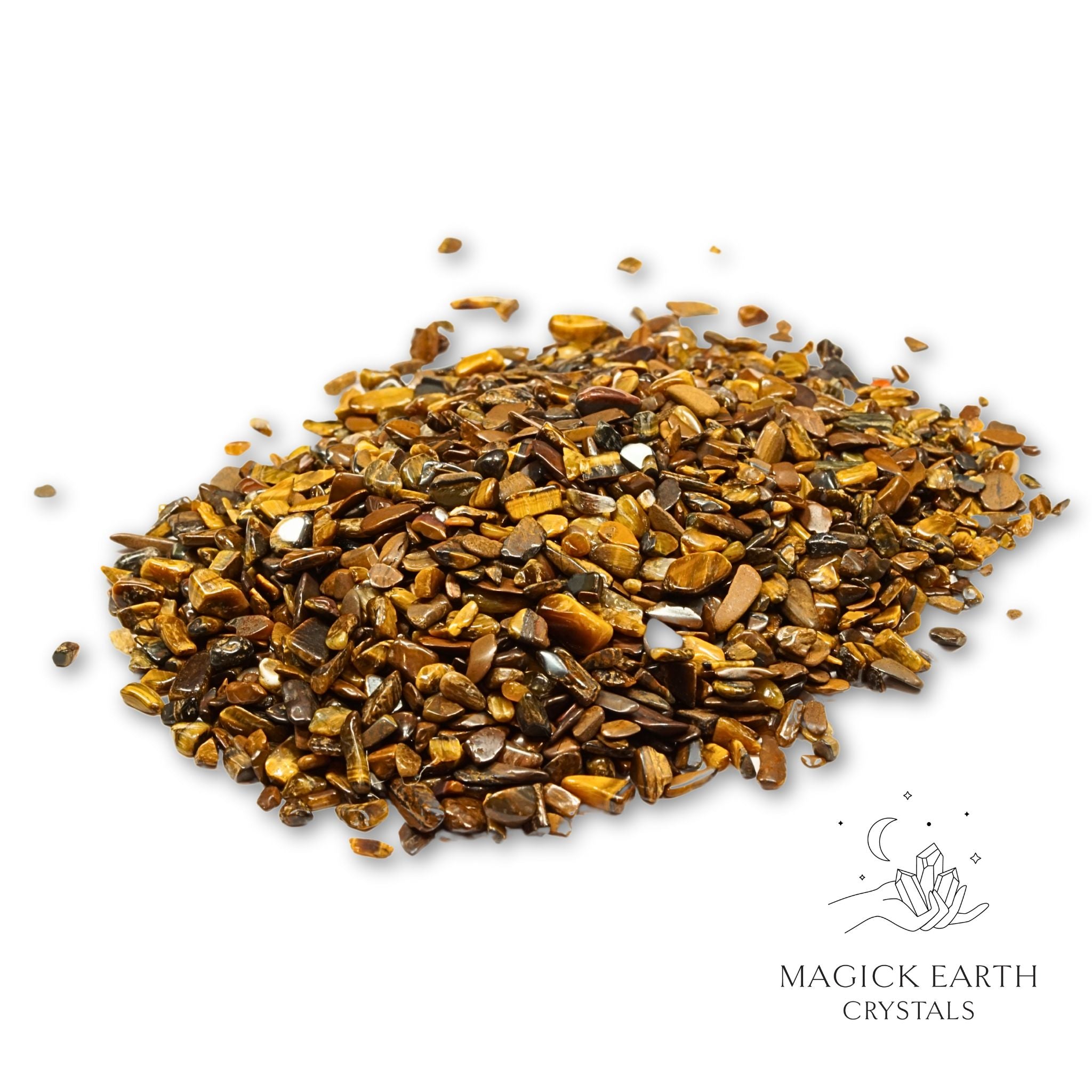 Natural small Tiger Eye  crystal chips, 100g loose pile