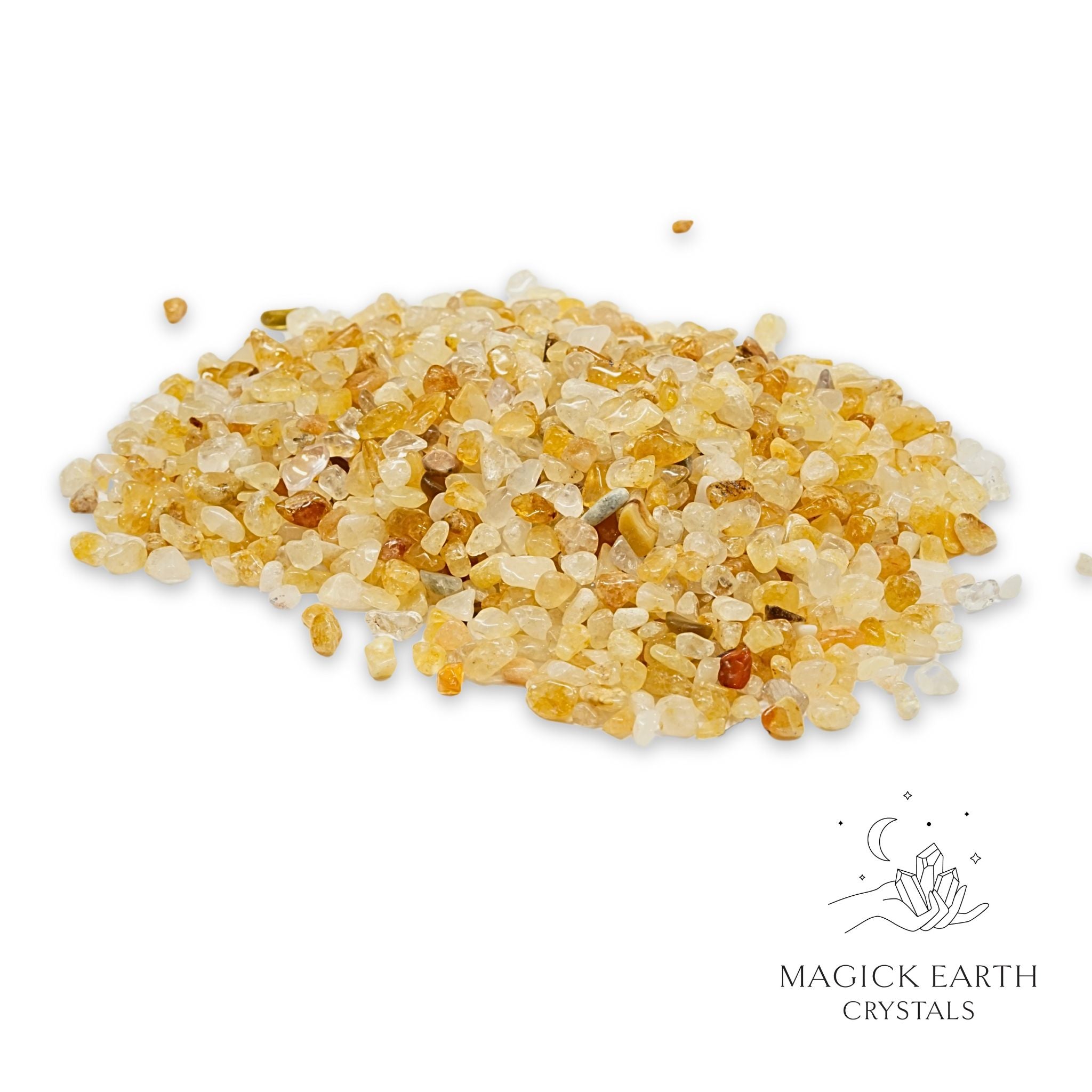 natural small Yellow Jade Crystal Chips, 100g loose pile 