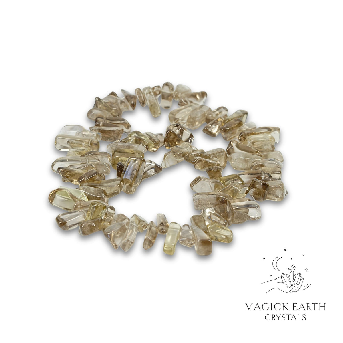 Natural Smoky Quartz drilled crystal nugget strand.