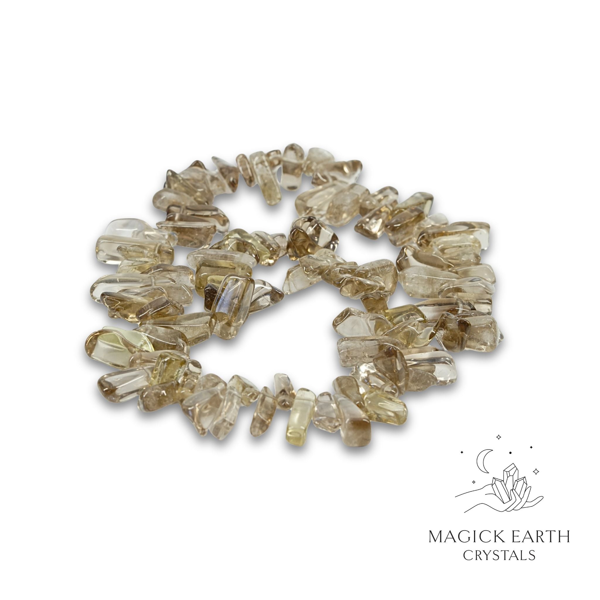 Natural Smoky Quartz drilled crystal nugget strand.