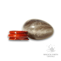 Smoky Quartz Crystal Egg With Stand Horizontal View for Amplified Grounding