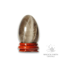 Smoky Quartz Crystal Egg On Stand Vertical View C for Amplified Grounding
