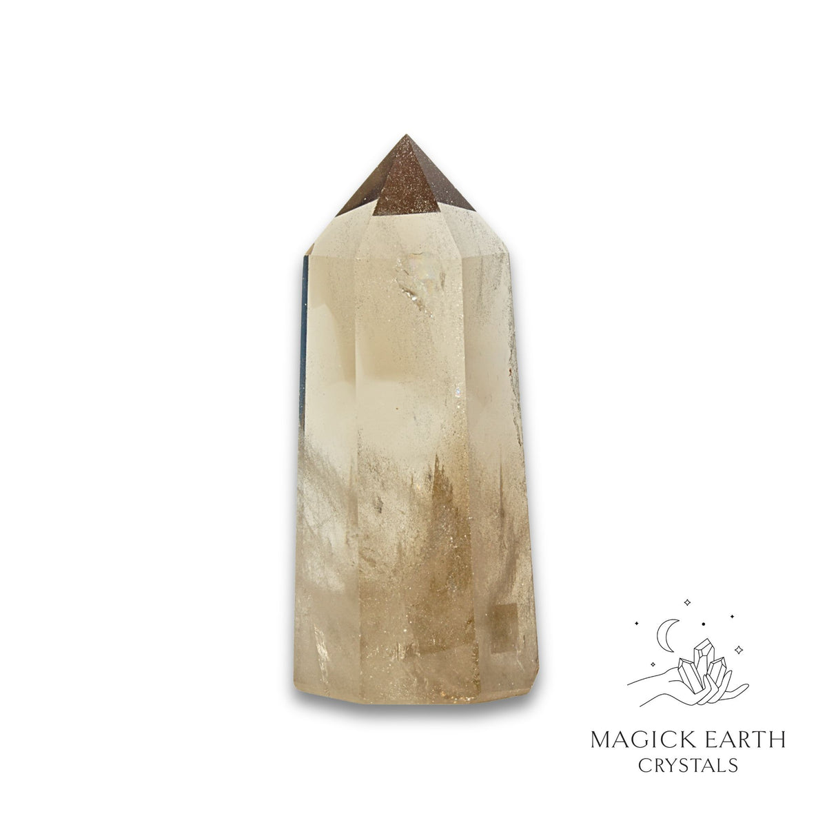 Natural Smoky Quartz crystal tower view a