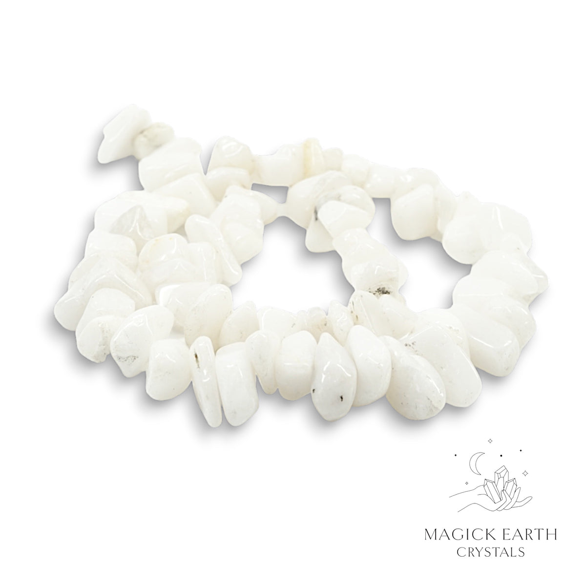 Natural Snow Quartz drilled crystal chip strand