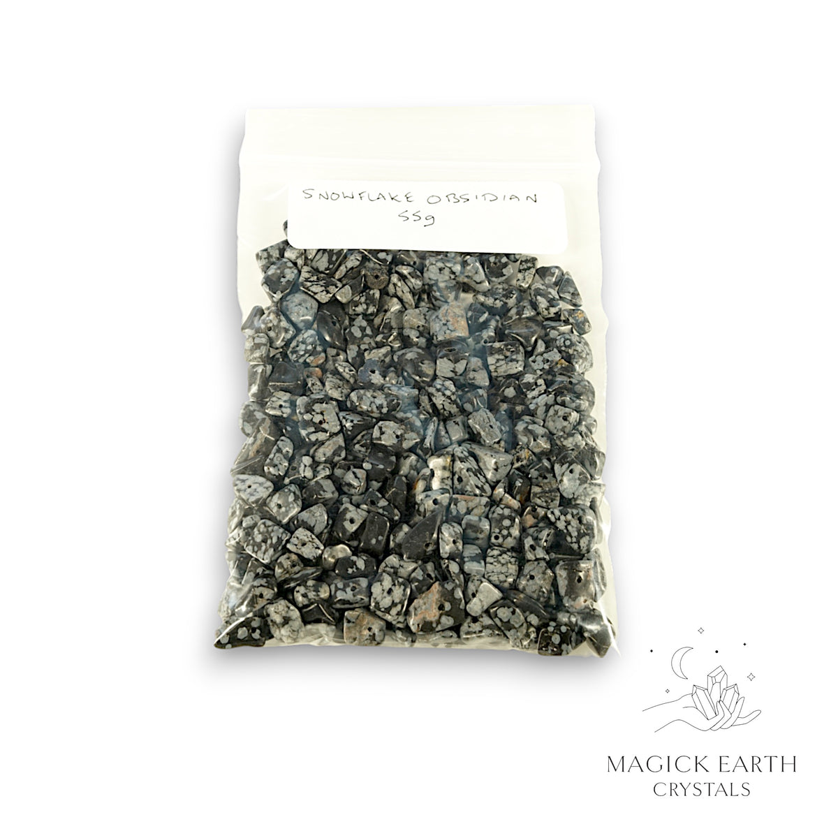 Natural Snowflake Obsidian drilled crystal chips bag