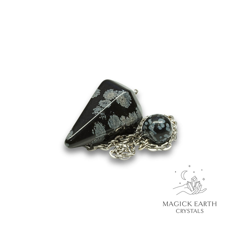 Snowflake Obsidian Small Cone Pendulum for Gentle Shadow Work