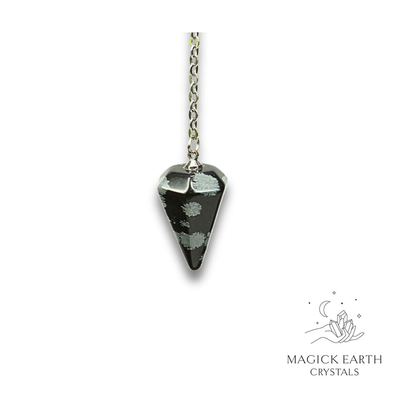 Snowflake Obsidian Small Cone Pendulum for Gentle Shadow Work