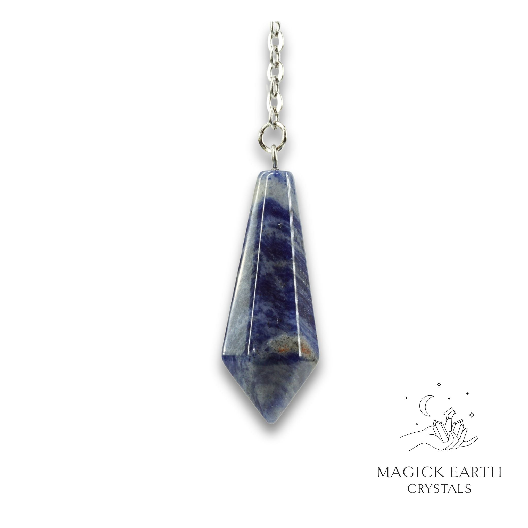 Natural Sodalite crystal bullet pendulum view b