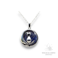 Natural Sodalite crystal cat pendant view a