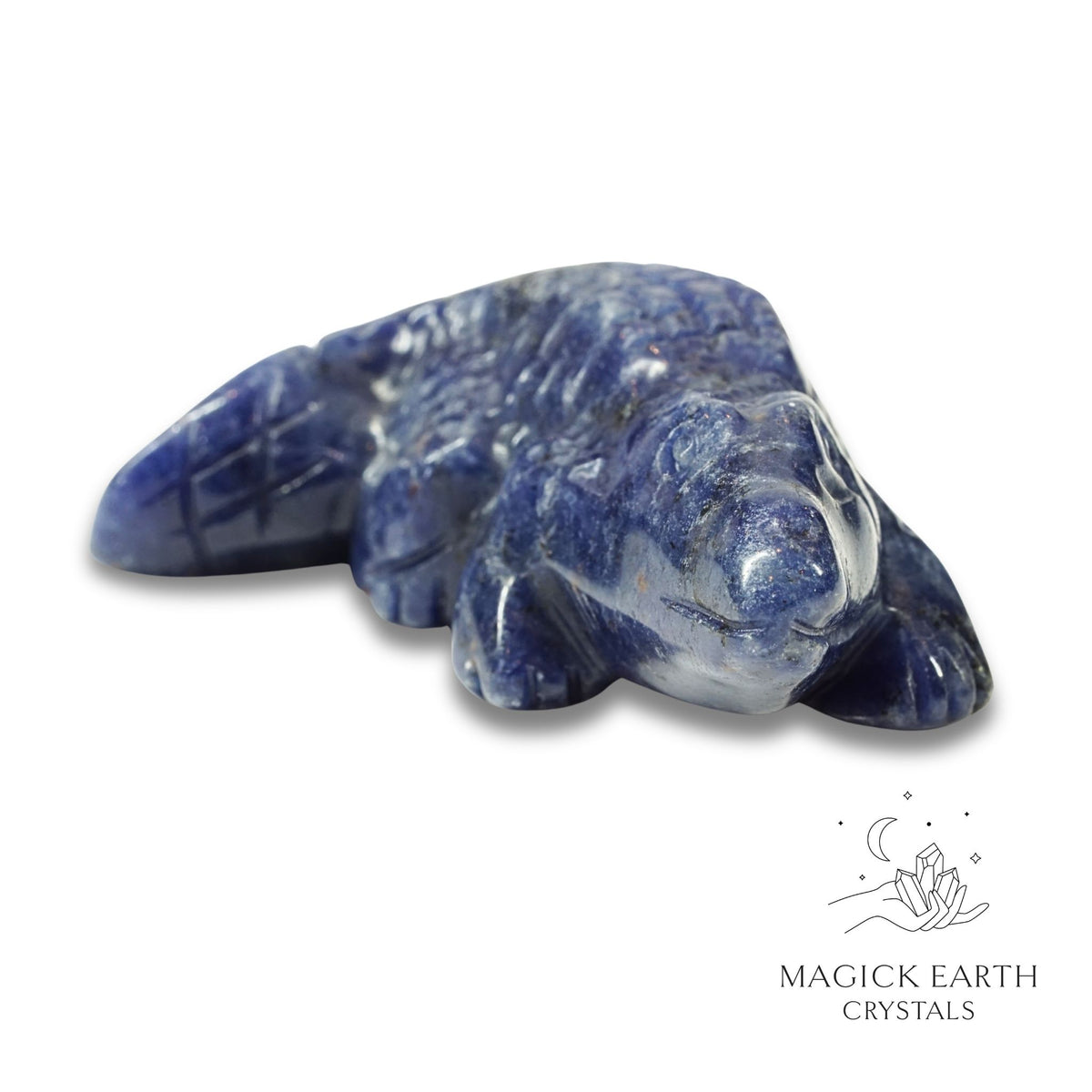 Natural Sodalite Crystal crocodile figurine  view a