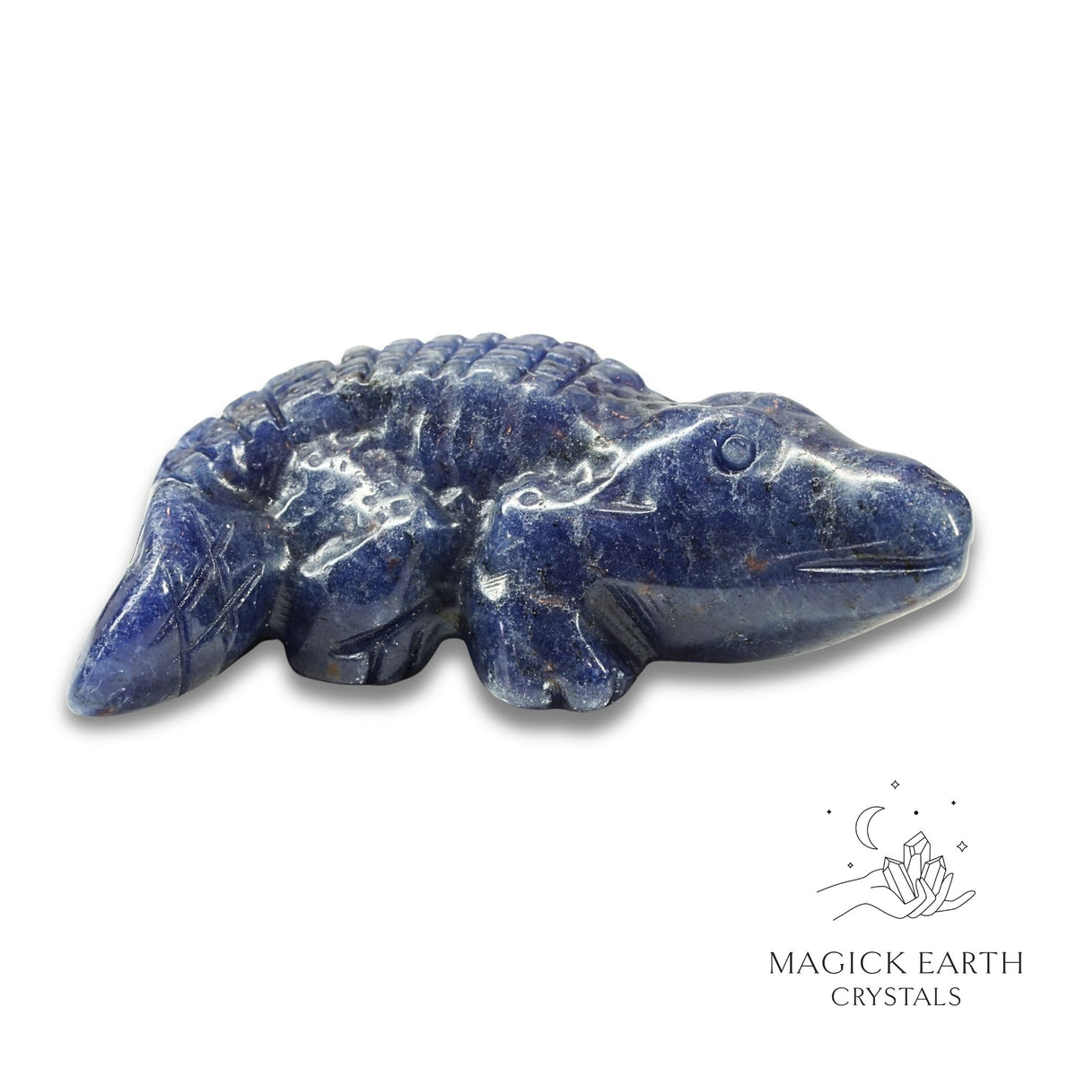 Natural Sodalite Crystal crocodile figurine  view b