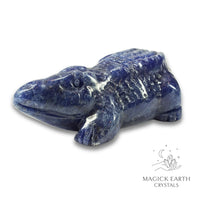 Natural Sodalite Crystal crocodile figurine  view c