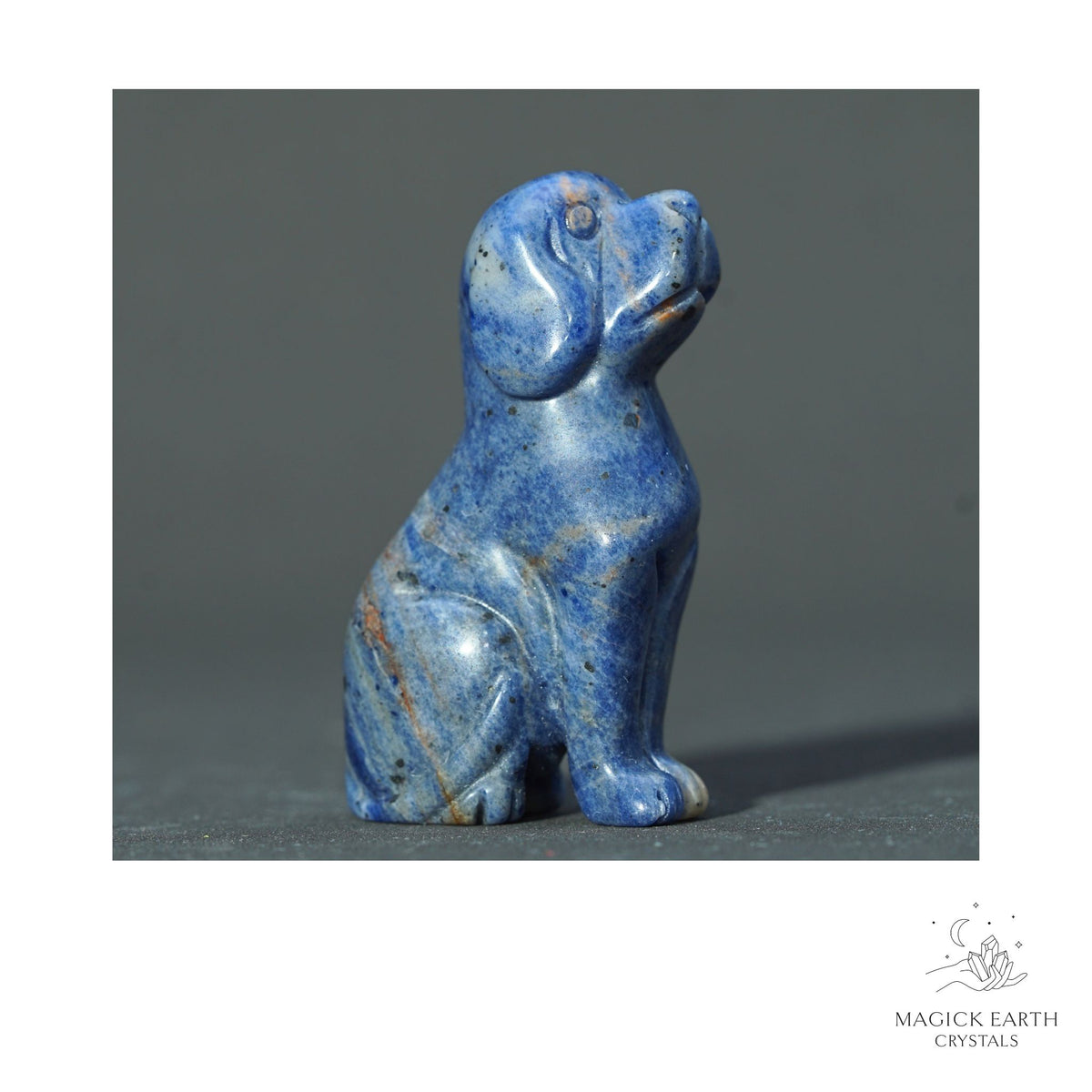 Natural Sodalite crystal dog figurine 50mm view a