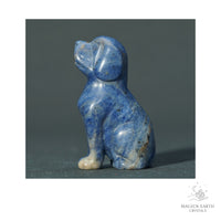 Natural Sodalite crystal dog figurine 50mm view b