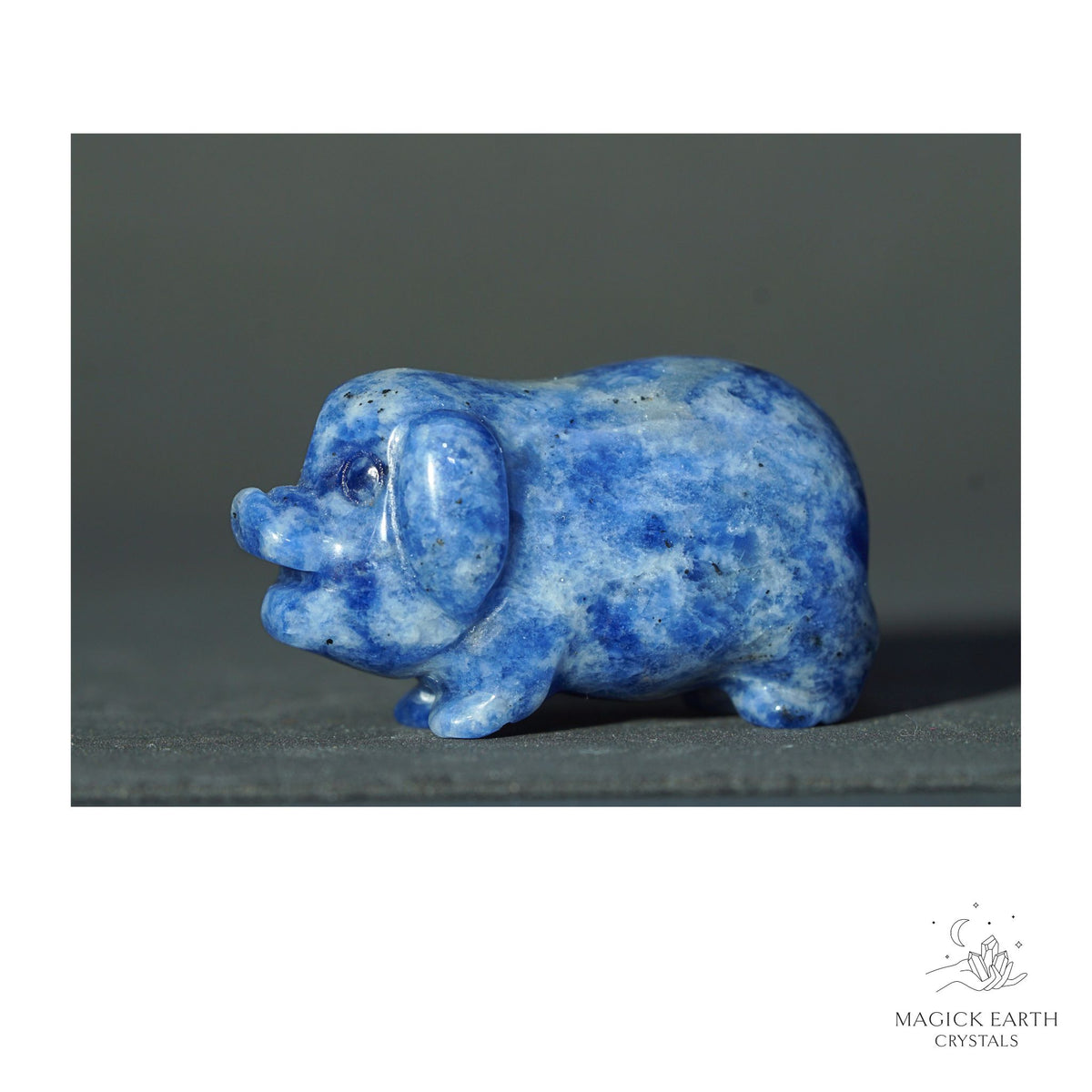 Natural Sodalite crystal pig figurine view b
