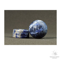 Natural Sodalite crystal sphere with sodalite stand view b