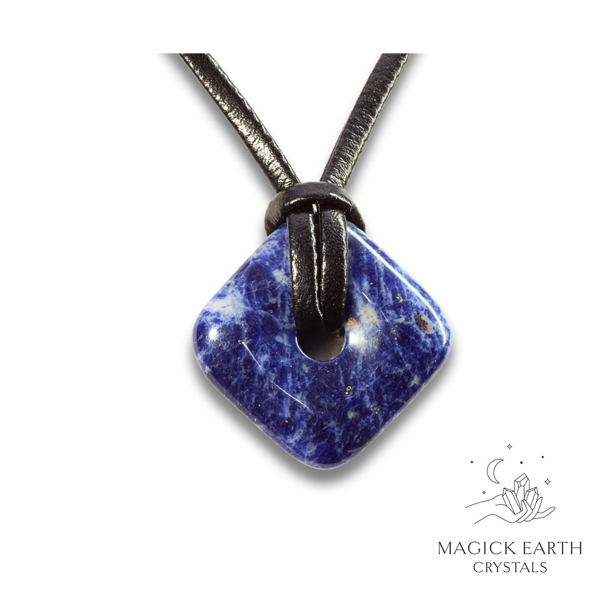 Natural Sodalite diamond shaped donut pendant