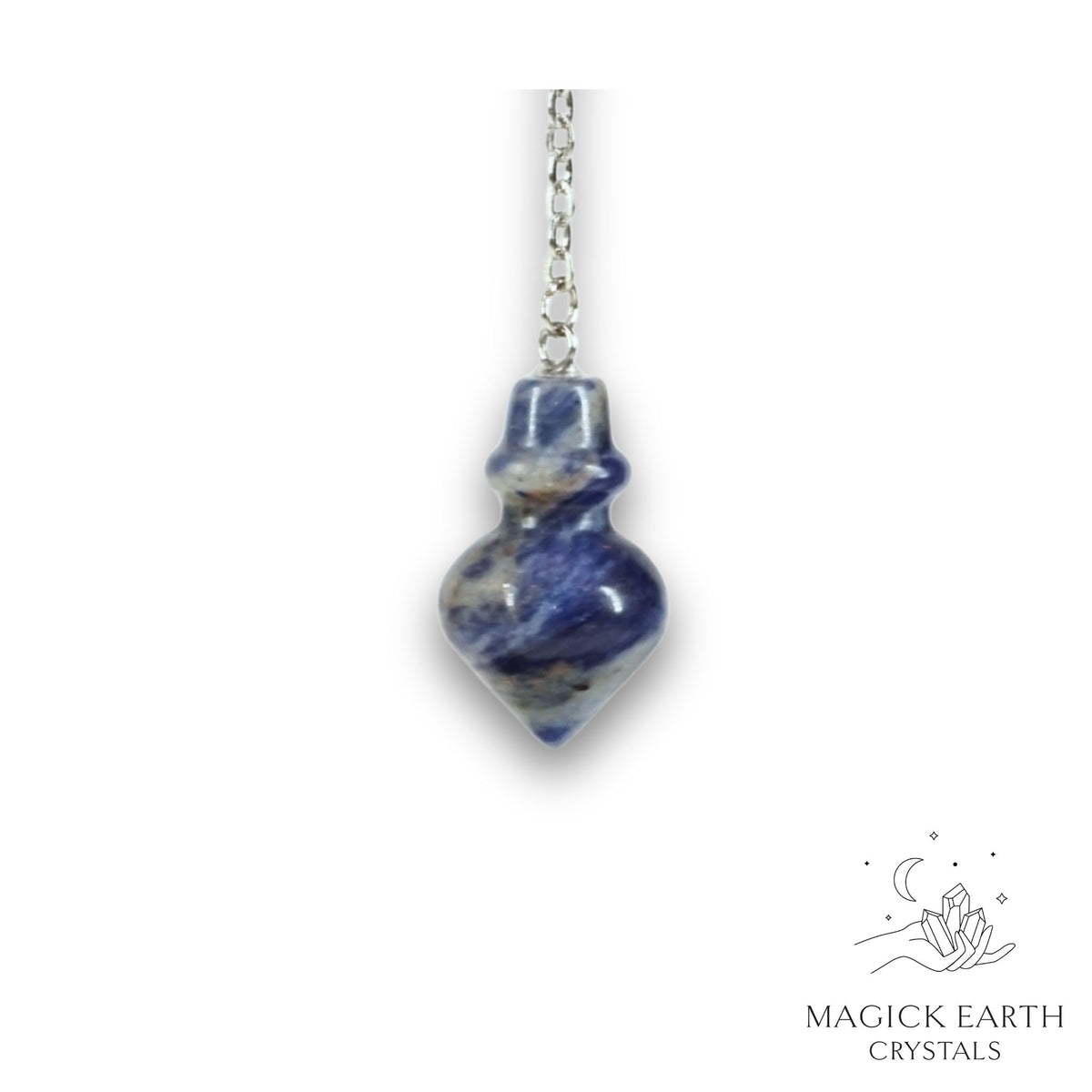 Natural Sodalite crystal flask pendulum view b