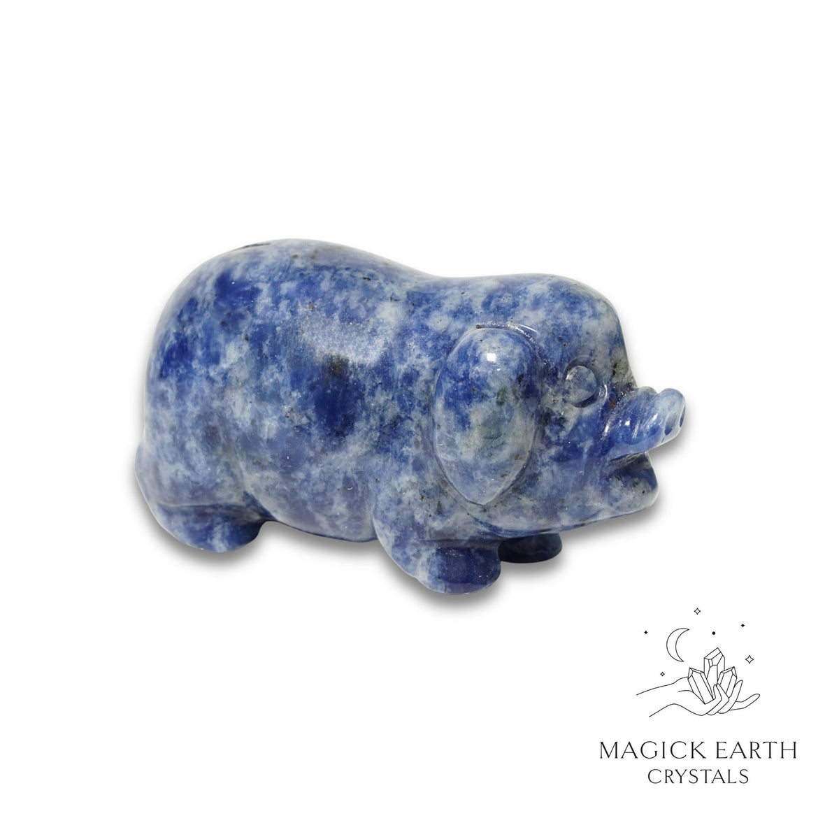 Natural Sodalite crystal pig figurine view a
