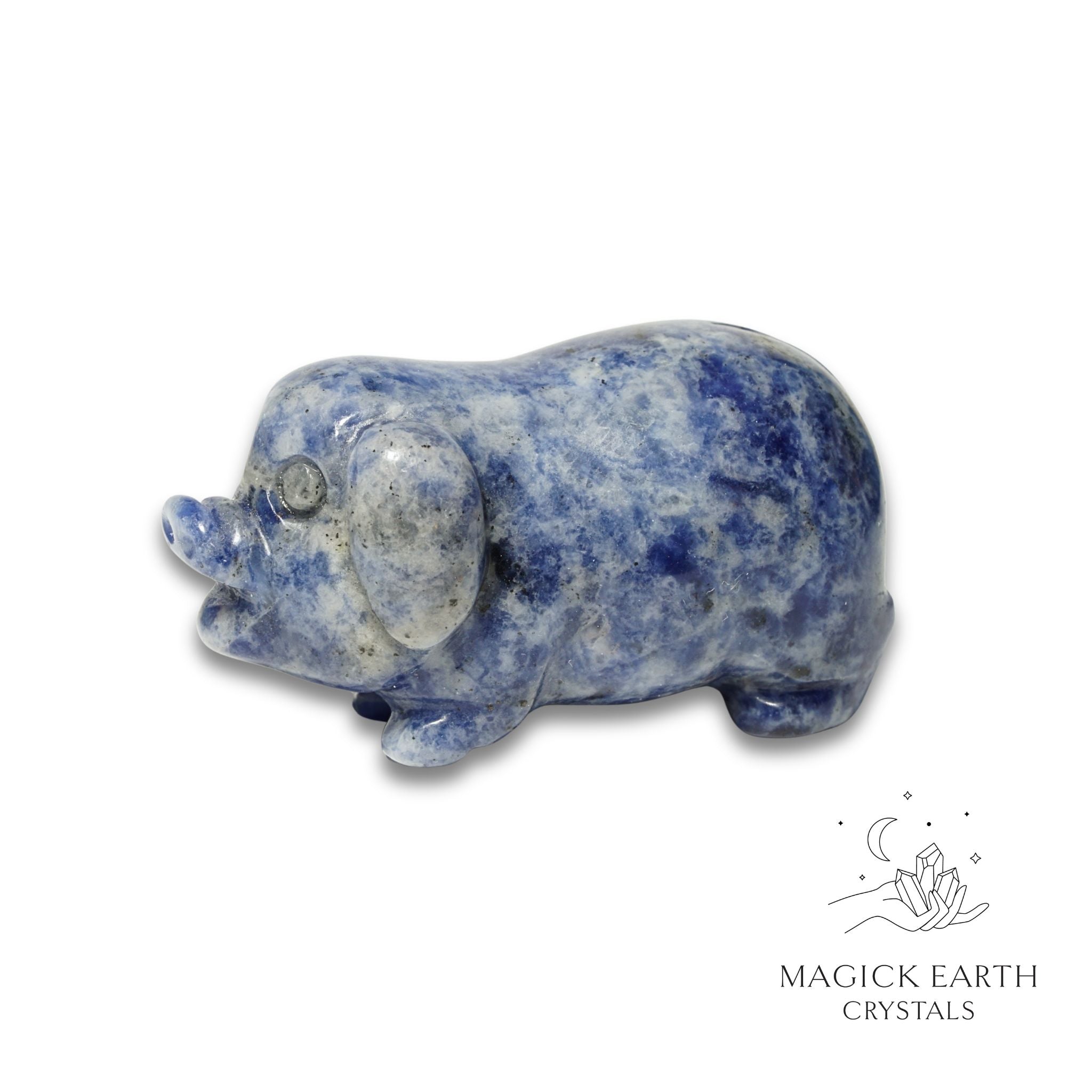Natural Sodalite crystal pig figurine view b