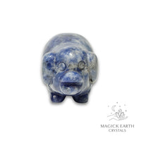 Natural Sodalite crystal pig figurine view c