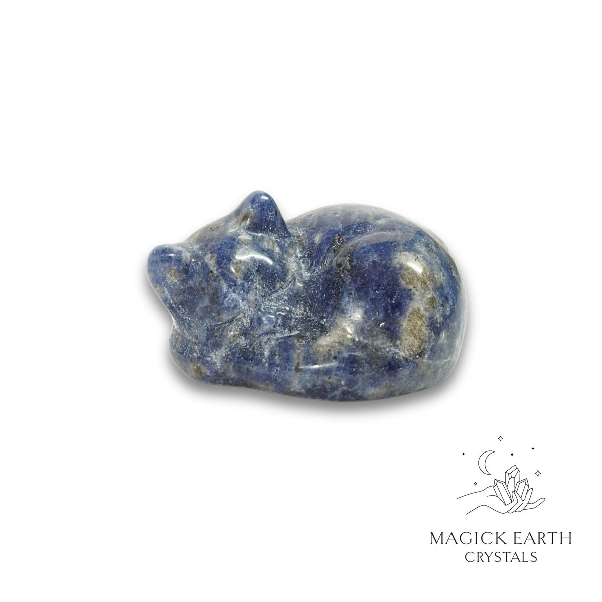 Natural Sodalite sleeping cat figurine view a