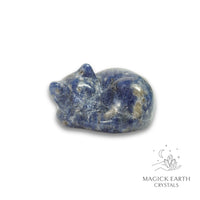 Natural Sodalite sleeping cat figurine view a