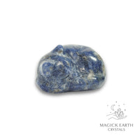 Natural Sodalite sleeping cat figurine view b
