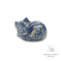 Natural Sodalite sleeping cat figurine view c