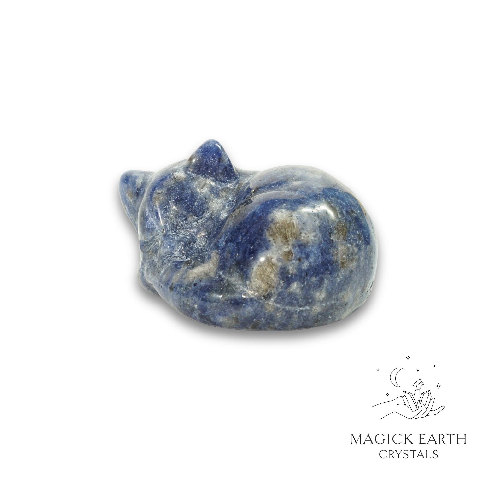 Natural Sodalite sleeping cat figurine view c