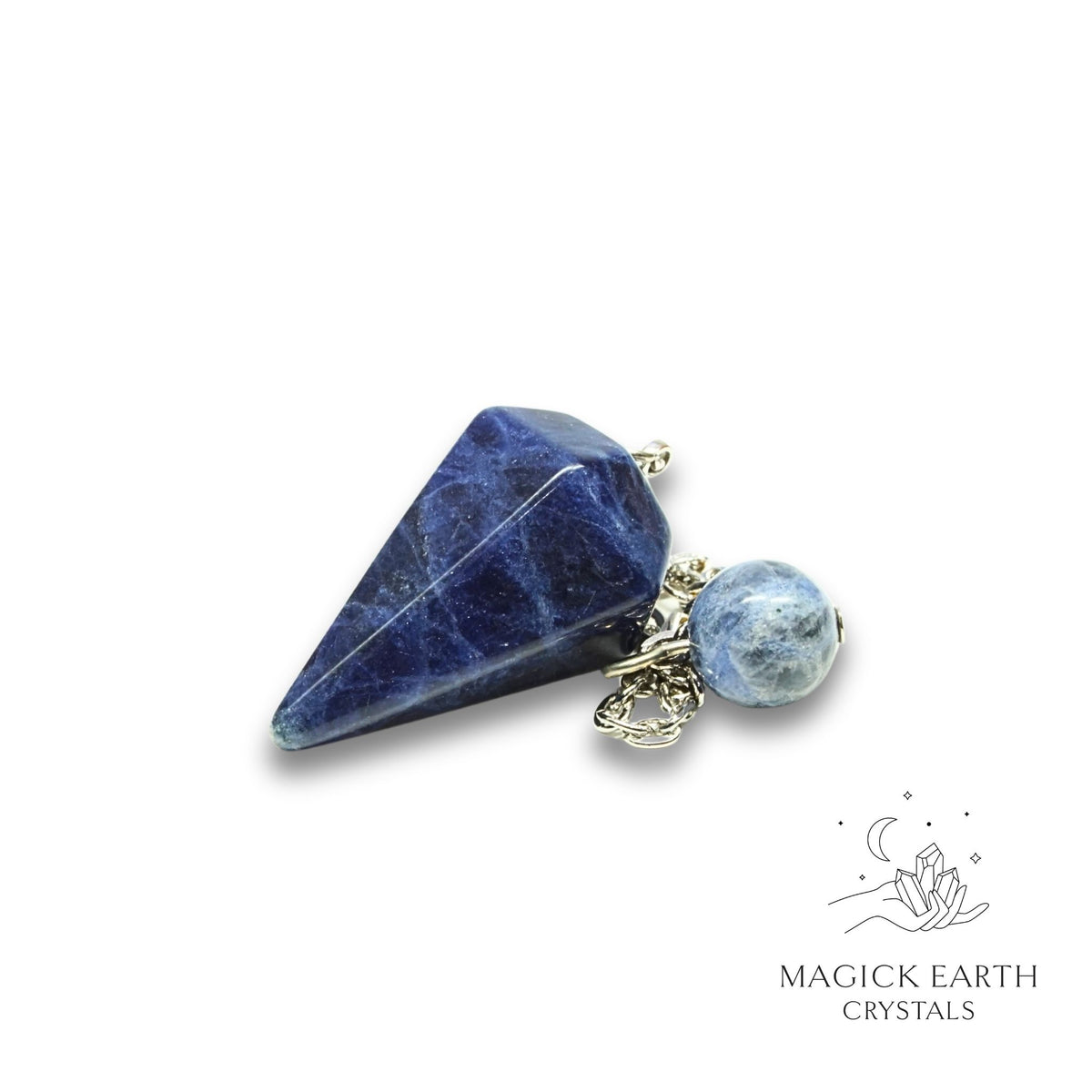 Natural Sodalite crystal small cone pendulum view a