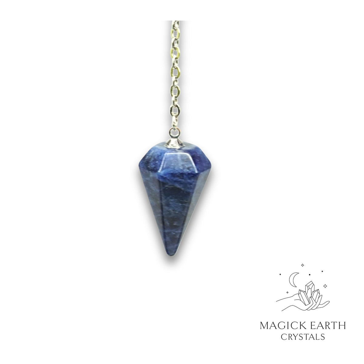 Natural Sodalite crystal small cone pendulum view b